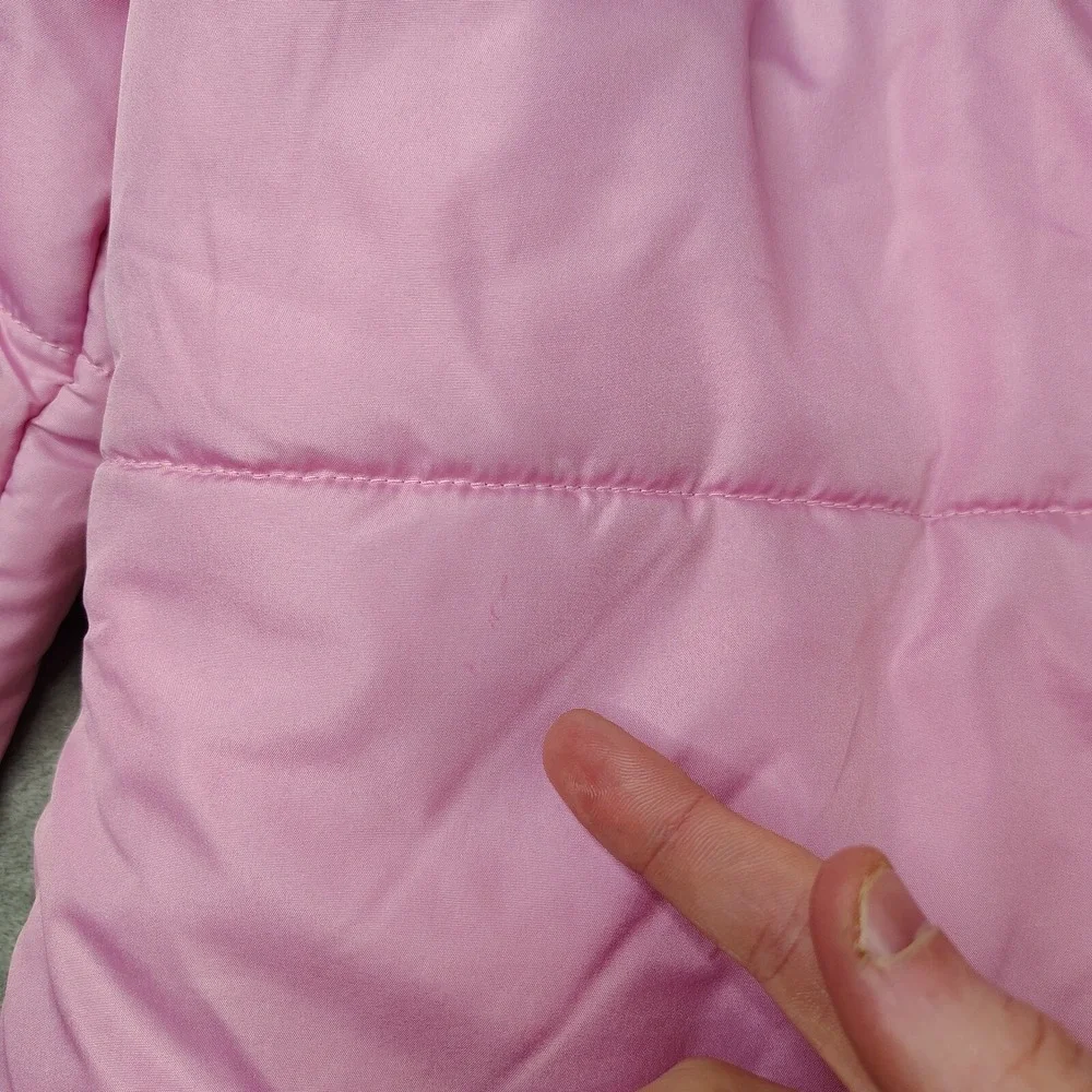 Harley-Davidson Puffer Jacket Kids Size M Pink Rhinestone Logo Full Zip Quilted